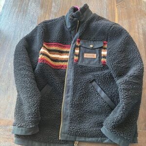 Pendleton Black Fleece Jacket with Multicolor Stripes